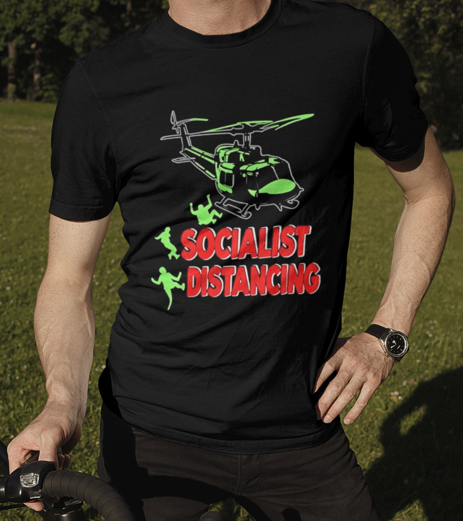 Socialist Distancing Helicopter Retro Military Humor T-Shirt