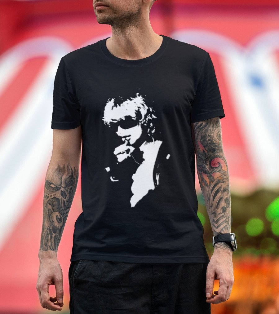 High Contrast Stencil Style Iconic Sunglasses Smoking Man T-Shirt
