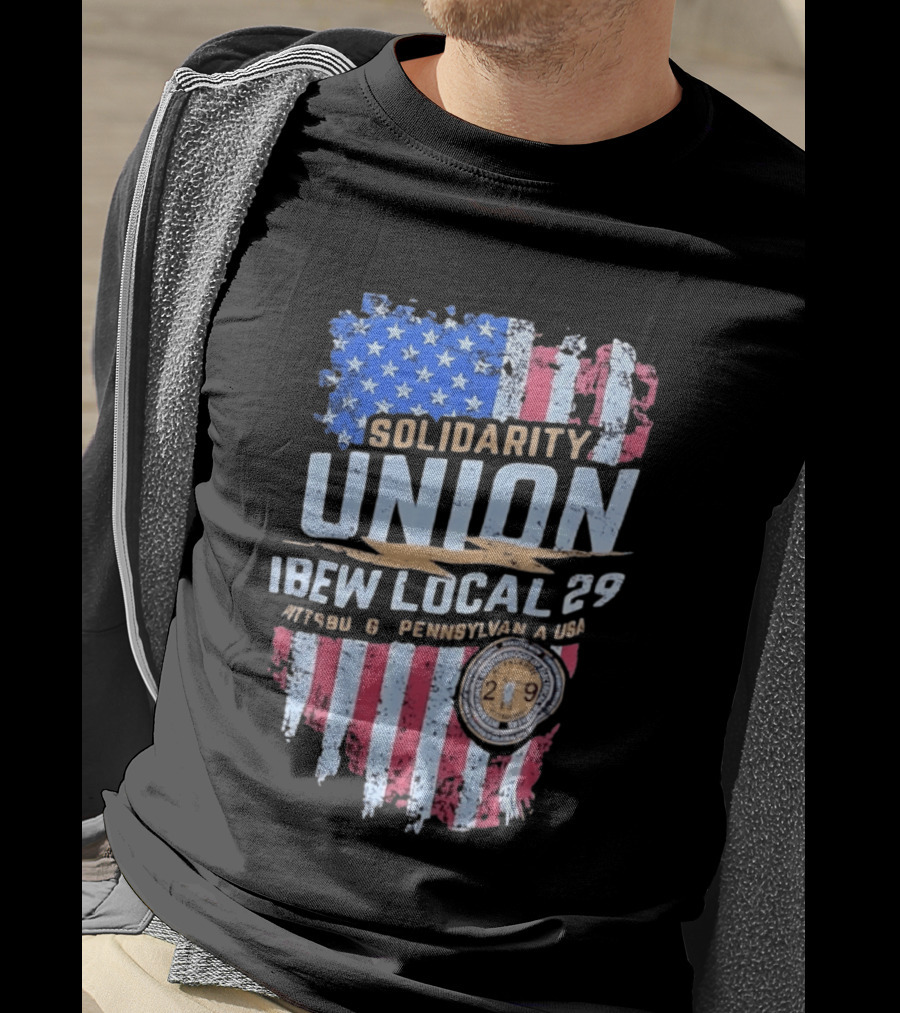 Solidarity Union IBEW Local 29 Pennsylvania USA American Flag T-Shirt