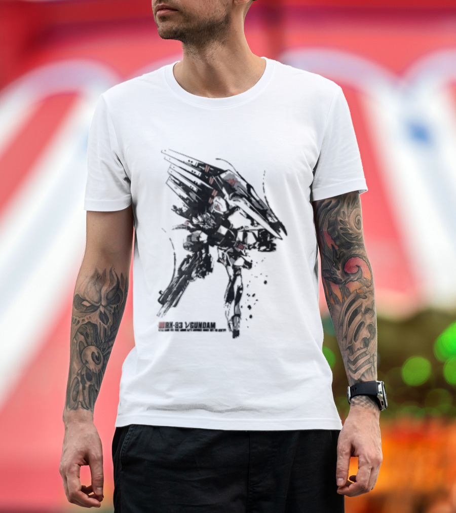 Rx 93 Nu Gundam Efsf Londo Bell Mobile Suit Amuro Ray Ink Brush Mecha Robot T-Shirt