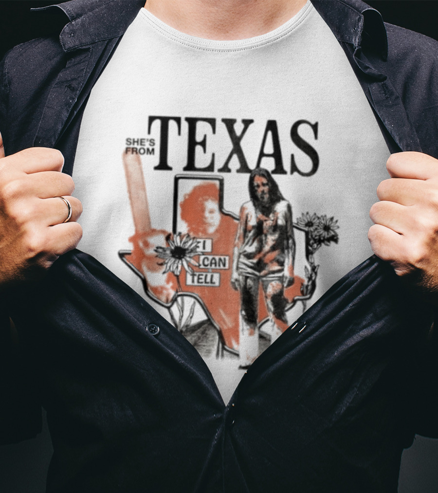 She's From Texas I Can Tell Leatherface Halloween Chainsaw T-Shirt