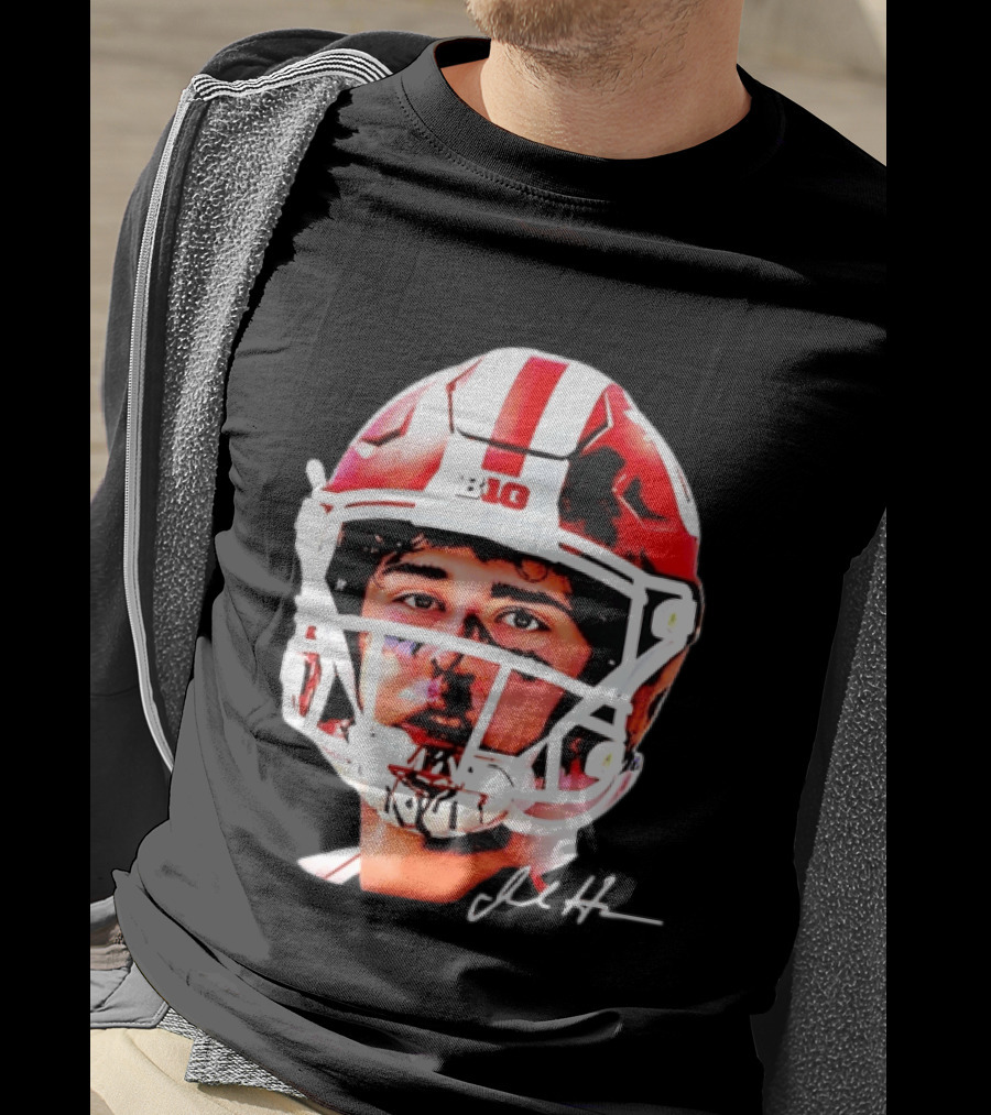 Indiana Hoosiers Big Ten Football Jack Howes Signature Helmet T-Shirt