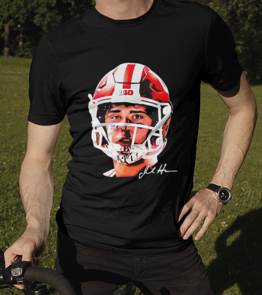 Indiana Hoosiers Big Ten Football Jack Howes Signature Helmet T-Shirt