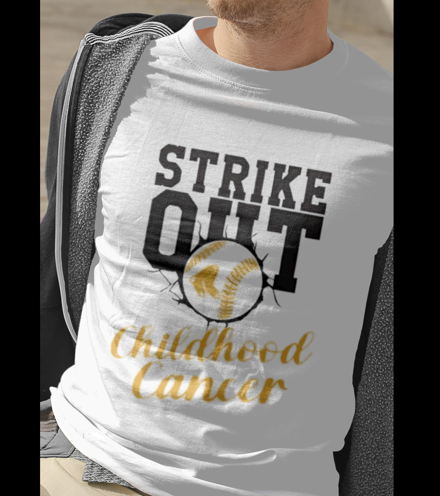 Strike Out Childhood Cancer Boston Red Sox Baseball Team Awareness T-Shirt