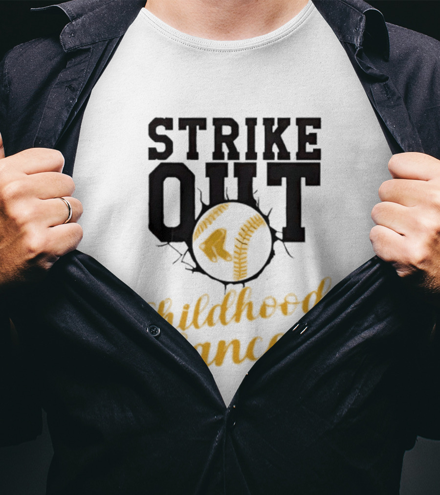Strike Out Childhood Cancer Boston Red Sox Baseball Team Awareness T-Shirt