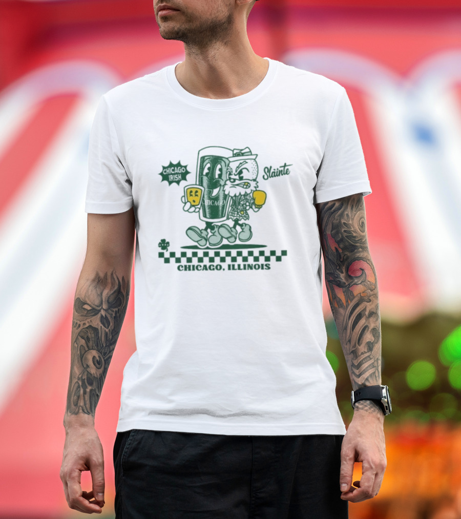 Chicago Illinois Irish Slainte Beer Pint St Patrick's Day T-Shirt