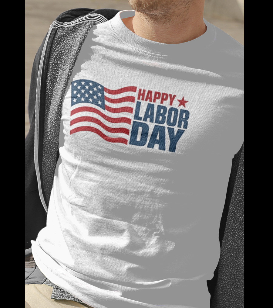 Happy Labor Day Distressed American Flag Stars Stripes T-Shirt