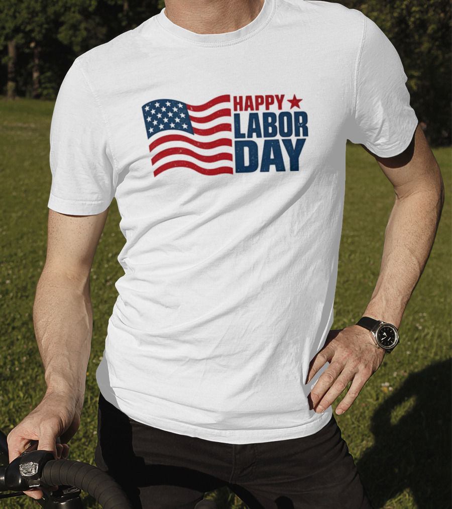 Happy Labor Day Distressed American Flag Stars Stripes T-Shirt