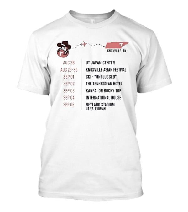Knoxville TN Event Schedule UT Japan Center Festival Unplugged Hotel Rocky Top Stadium T-Shirt
