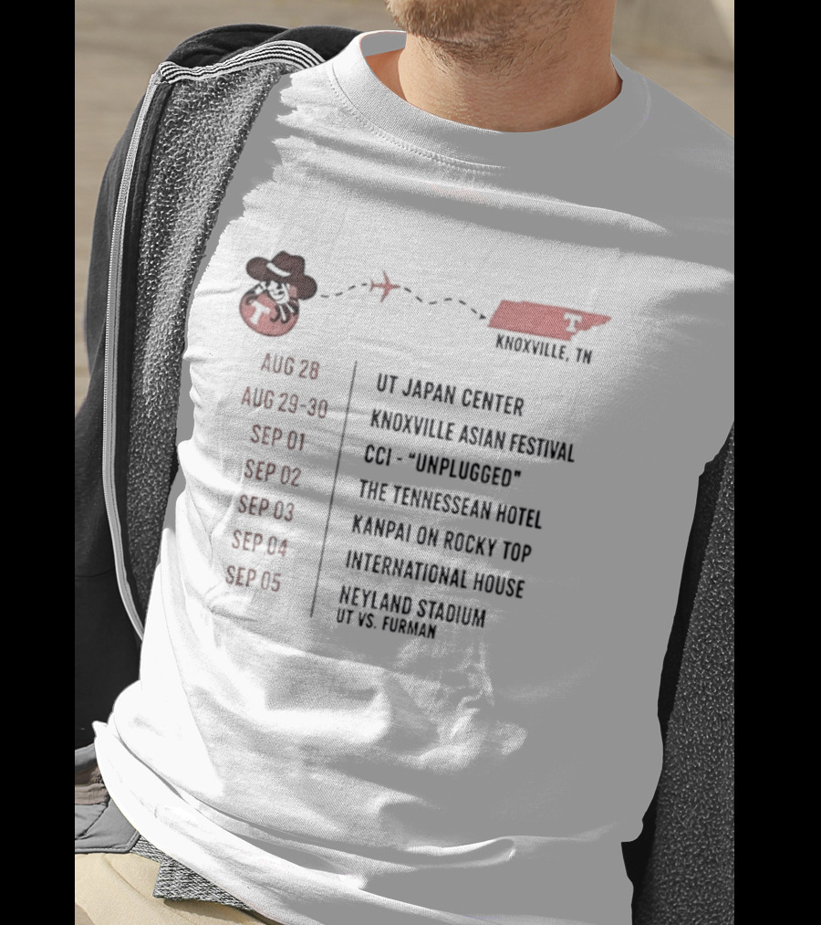 Knoxville TN Event Schedule UT Japan Center Festival Unplugged Hotel Rocky Top Stadium T-Shirt