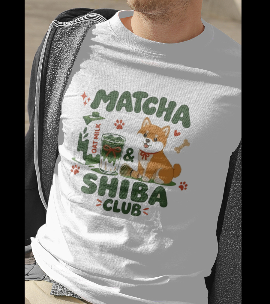 Matcha Shiba Club Oat Milk Dog Lover Tea Aesthetic T-Shirt