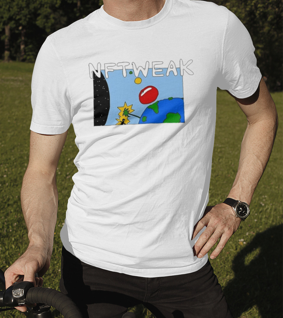 NFTWEAK Space Planet Cartoon NFT Satire Earth T-Shirt