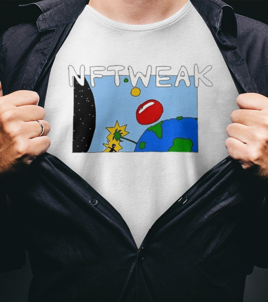 NFTWEAK Space Planet Cartoon NFT Satire Earth T-Shirt