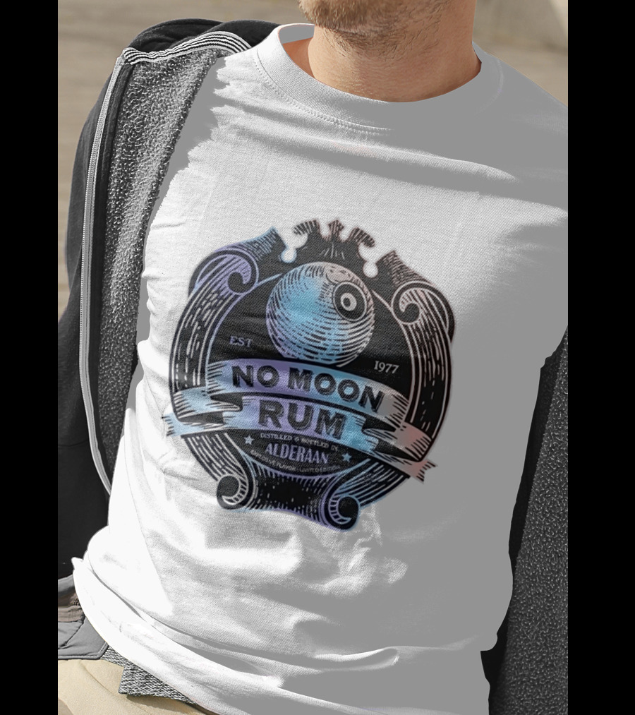 No Moon Rum Distilled And Bottled Alderaan Est 1977 T-Shirt