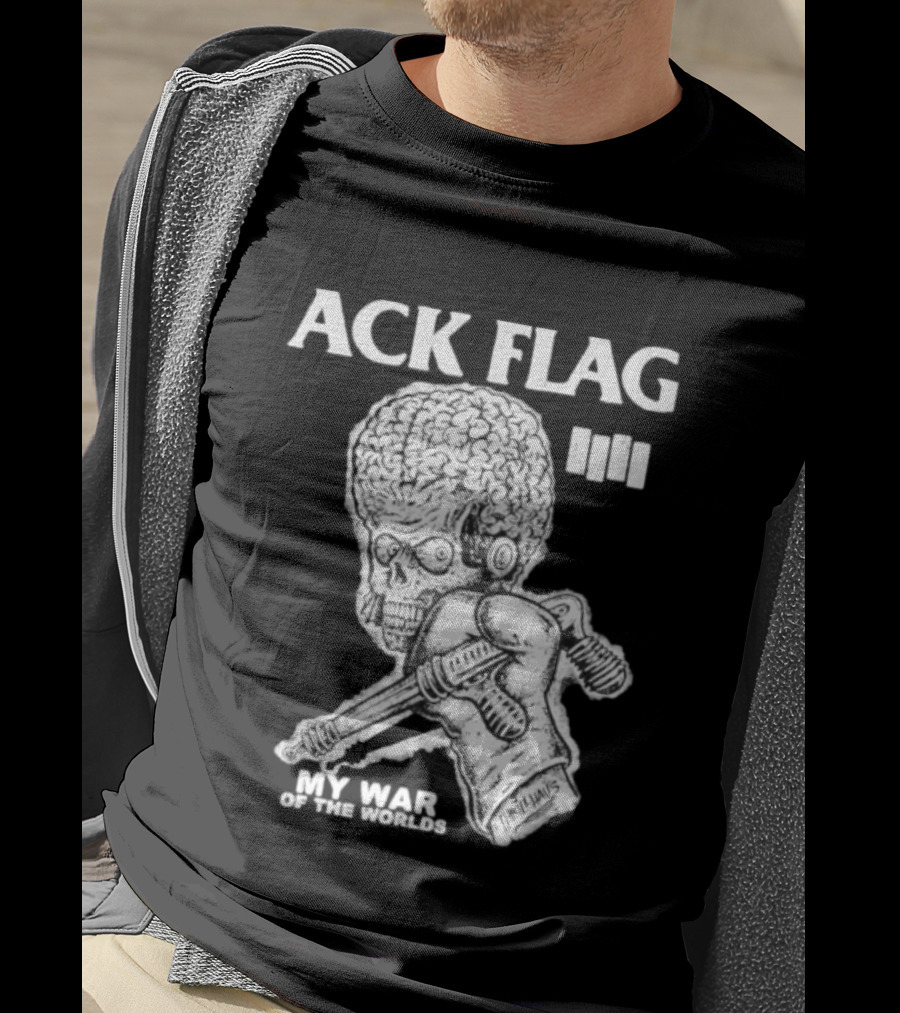 ACK Flag Mars Attacks War Of The Worlds Black Flag Mashup T-Shirt