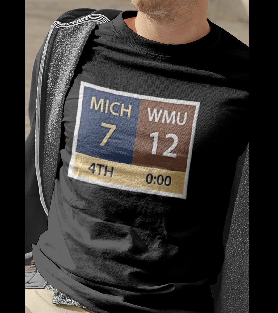 Michigan 7 WMU 12 4th Quarter Scoreboard T-Shirt