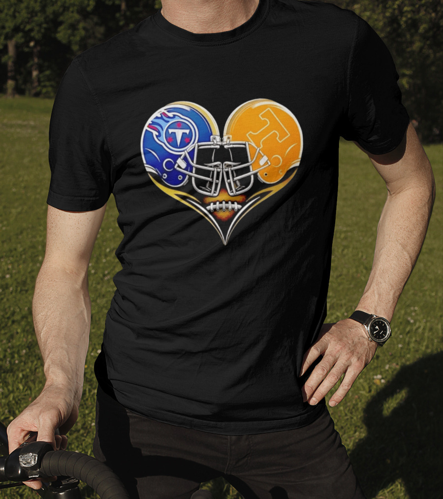 Tennessee Titans Tennessee Volunteers Football Heart Helmet T-Shirt
