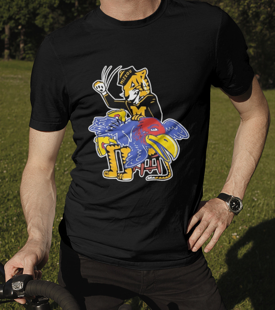 Mizzou Tigers Vs Kansas Jayhawk Rivalry Cartoon T-Shirt