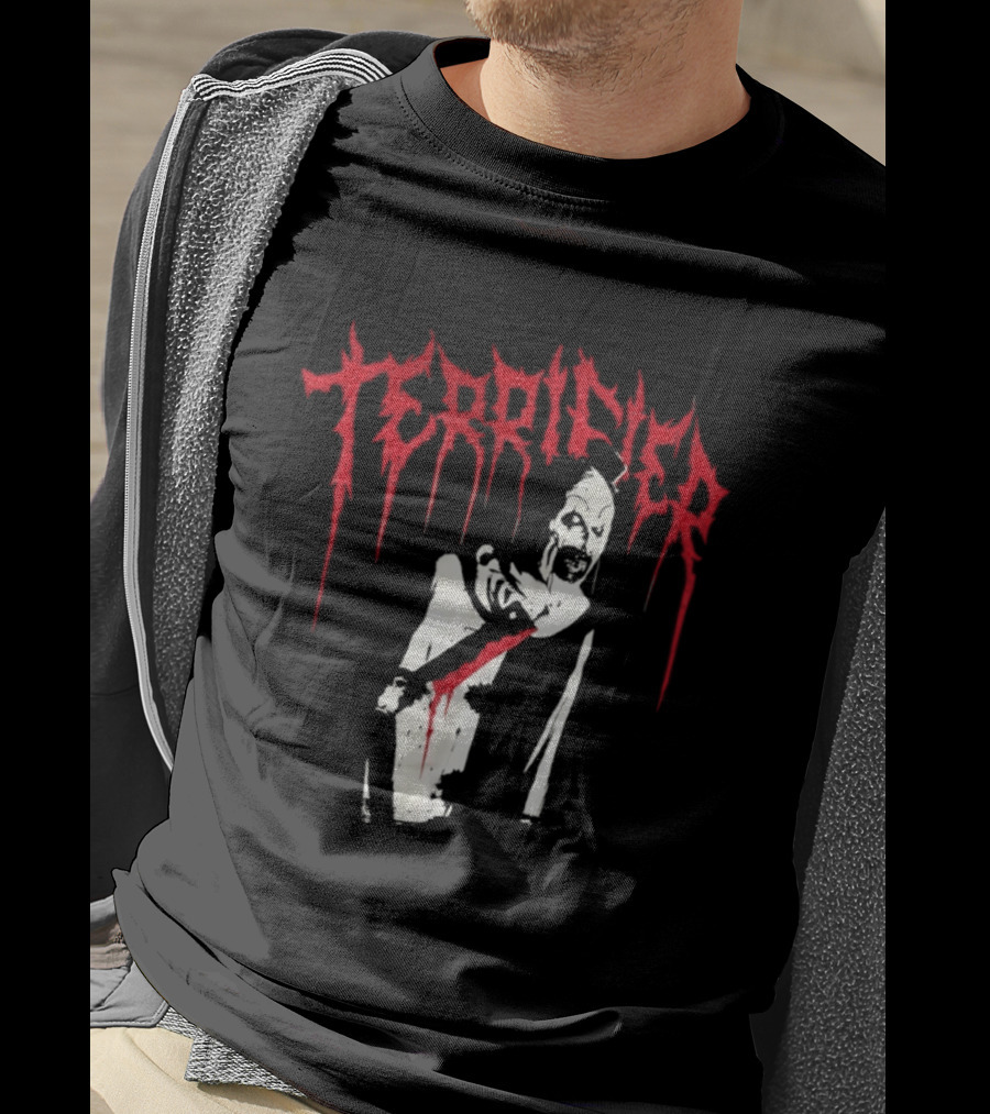 Terrifier Clown Horror Movie Rhinestone Scary Blood Effect T-Shirt