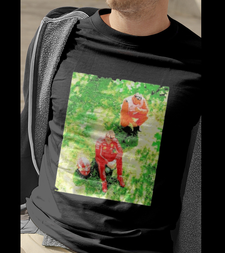 Monza GP Charles Leclerc Helmet On Grass Crash Moment T-Shirt