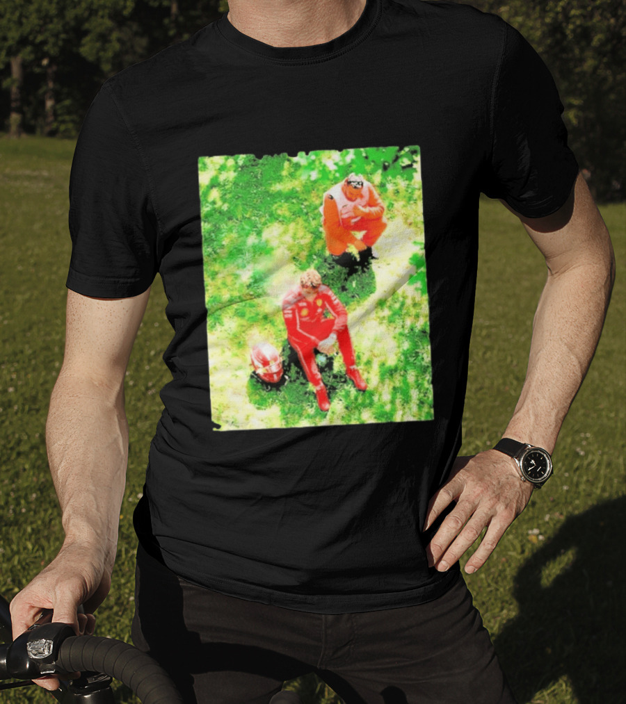 Monza GP Charles Leclerc Helmet On Grass Crash Moment T-Shirt