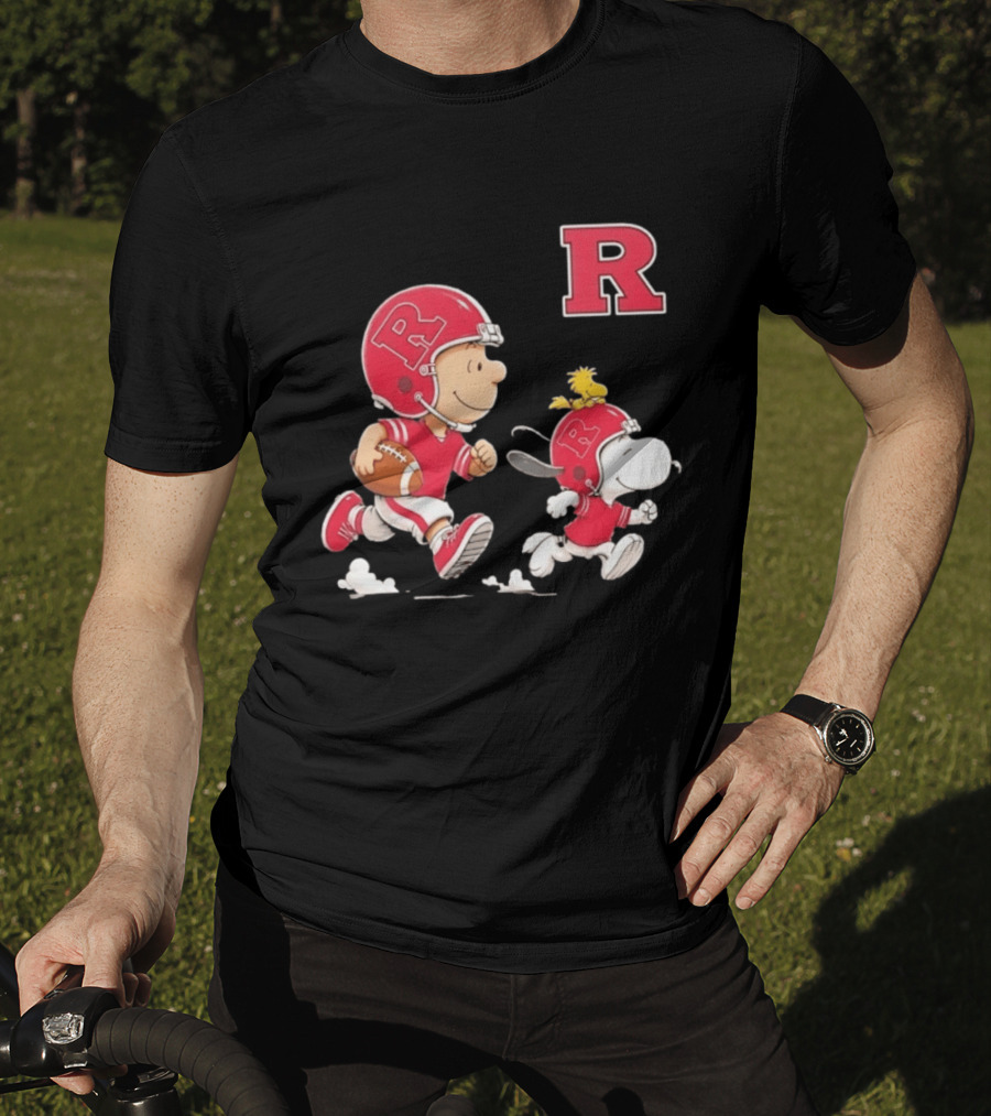 Charlie Brown Snoopy Woodstock Rutgers Scarlet Knights Football Fan Gear T-Shirt
