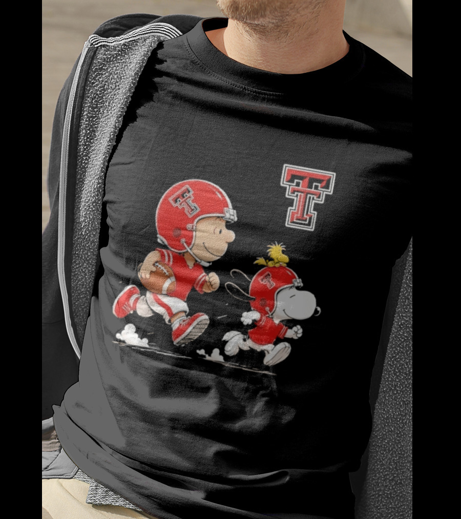 Charlie Brown Woodstock Snoopy Texas Tech Red Raiders Football Team Spirit T-Shirt