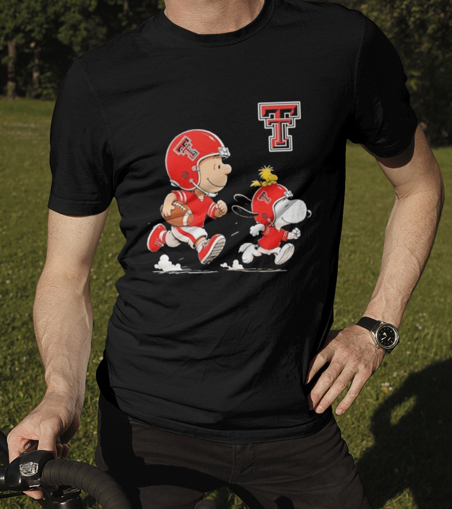 Charlie Brown Woodstock Snoopy Texas Tech Red Raiders Football Team Spirit T-Shirt