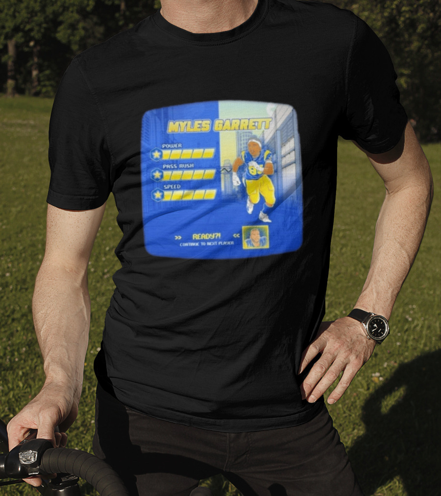 Myles Garrett Power Pass Rush Speed LA Rams 2026 Melbourne Game T-Shirt