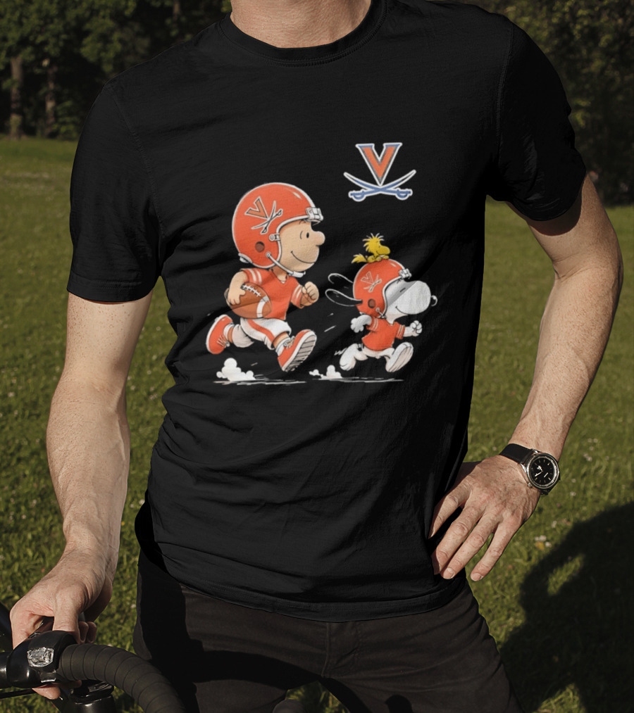 Charlie Brown Snoopy Woodstock Virginia Cavaliers Football Fun T-Shirt
