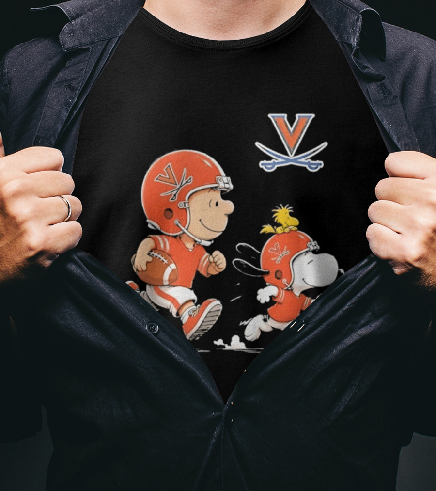 Charlie Brown Snoopy Woodstock Virginia Cavaliers Football Fun T-Shirt
