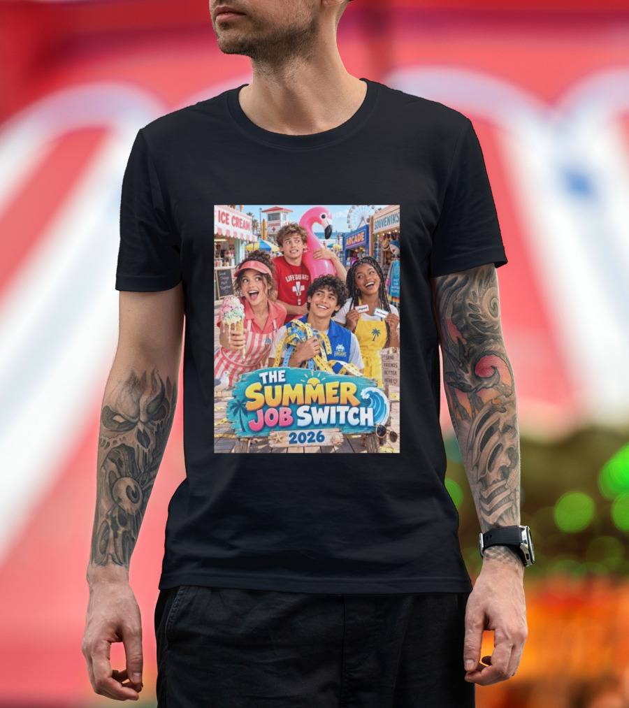 The Summer Job Switch 2026 Ice Cream Adventure Lifeguard Arcade Souvenirs Sand Friends T-Shirt