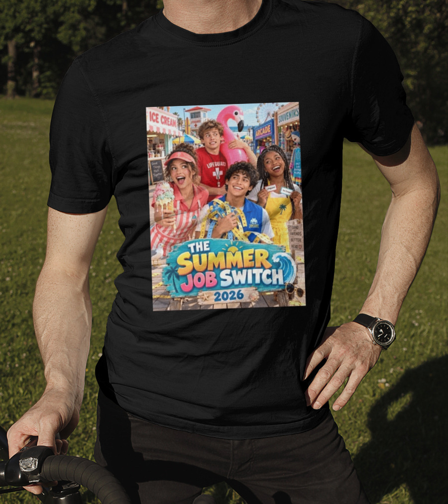 The Summer Job Switch 2026 Ice Cream Adventure Lifeguard Arcade Souvenirs Sand Friends T-Shirt