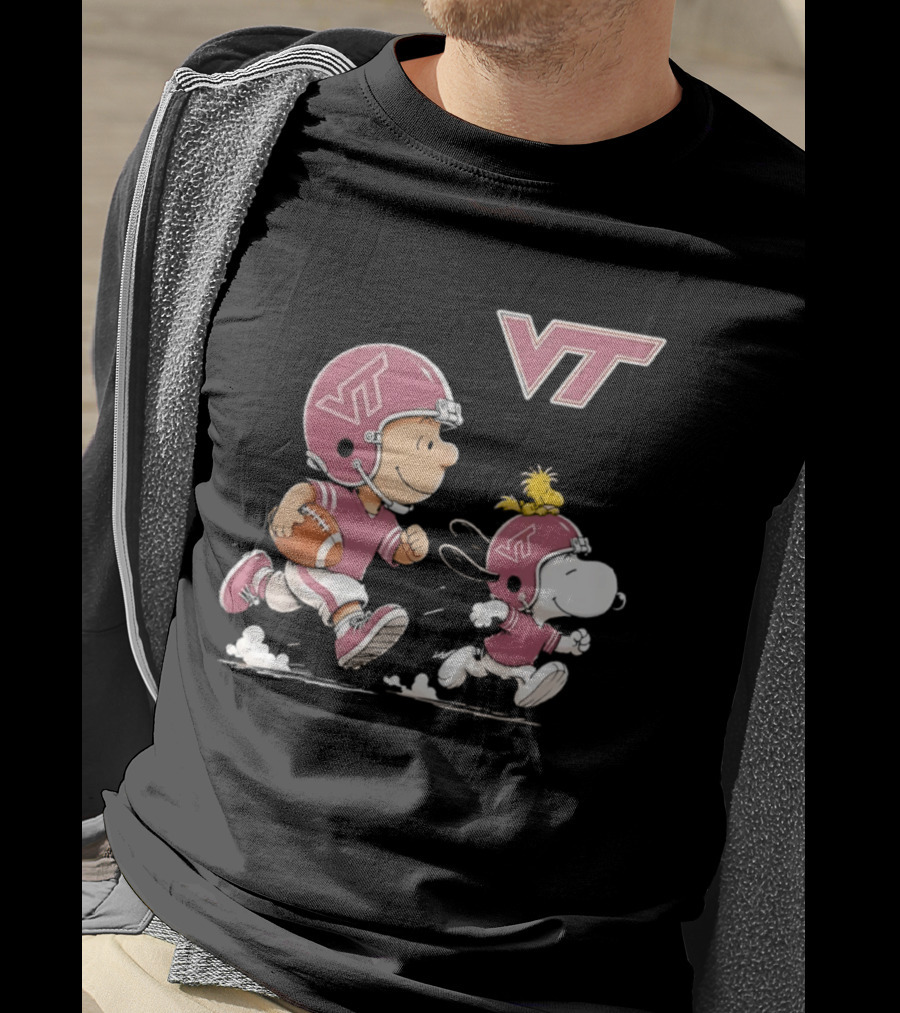 Charlie Brown Woodstock Snoopy Virginia Tech Hokies Football VT T-Shirt