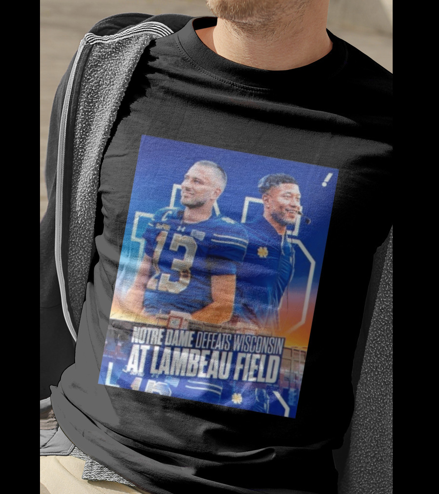 Notre Dame Defeats Wisconsin At Lambeau Field Notre Dame Fighting Irish Victory T-Shirt