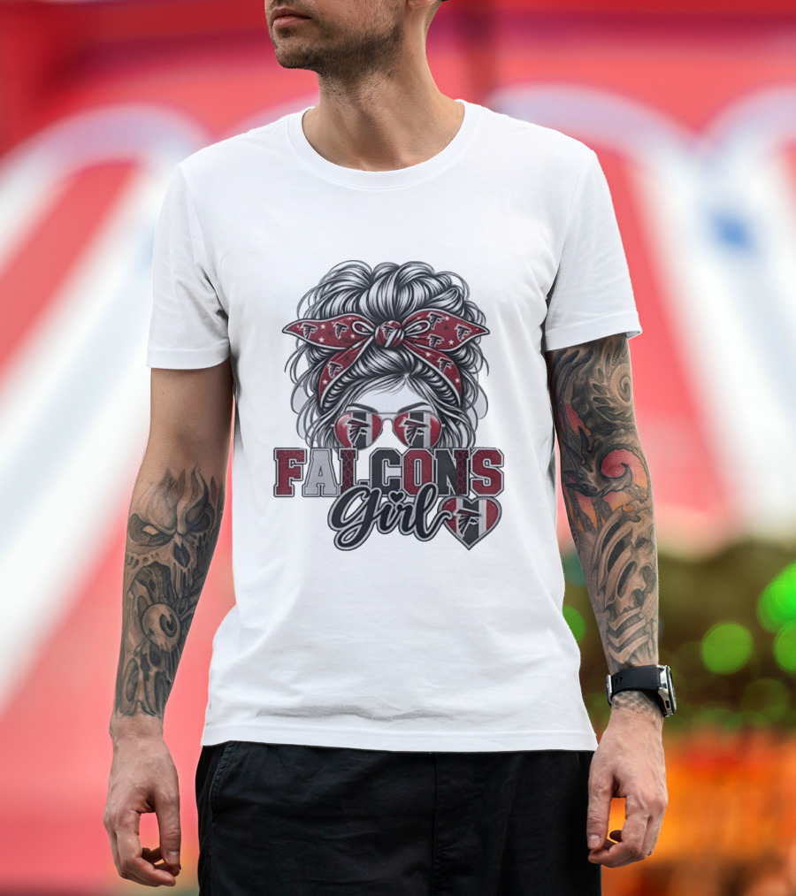 Falcons Girl Messy Bun Bandana Sunglasses T-Shirt