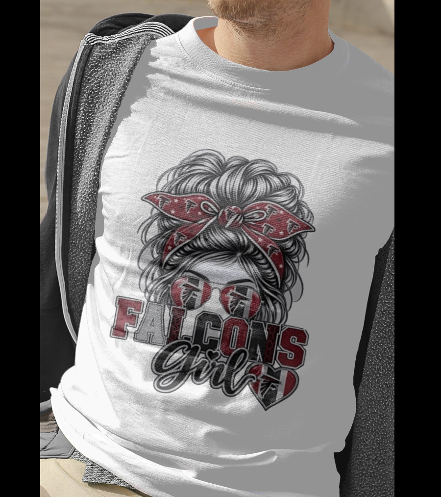Falcons Girl Messy Bun Bandana Sunglasses T-Shirt