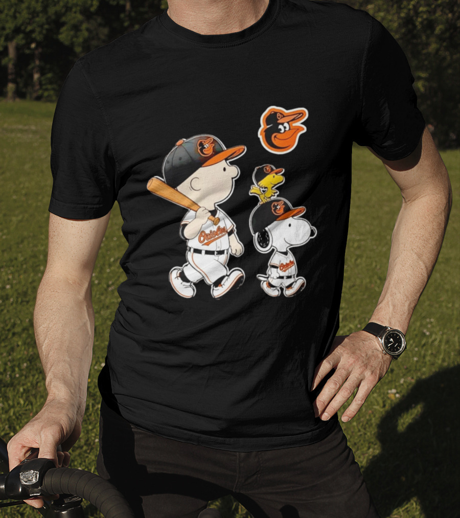 Woodstock Charlie Brown Snoopy Orioles Baseball Team T-Shirt