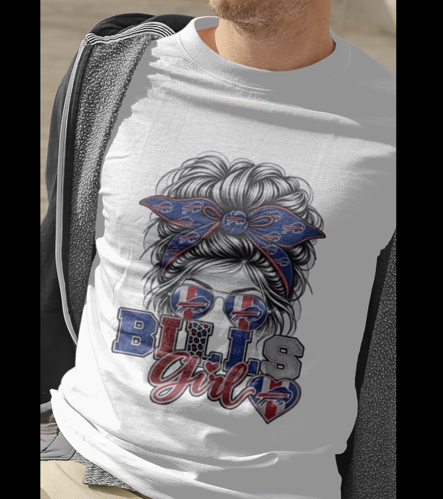 Buffalo Bills Girl Messy Bun Sunglasses BILLS Girl T-Shirt