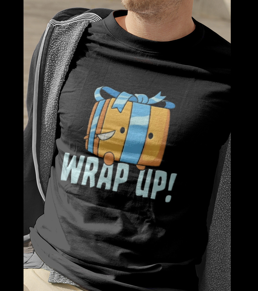 Mischievous Cartoon Ribboned Present Wrap Up With Knife T-Shirt