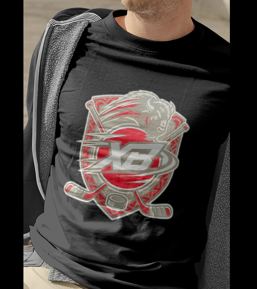 XB Buffalo Hockey Team Emblem With Crossed Sticks And Puck T-Shirt