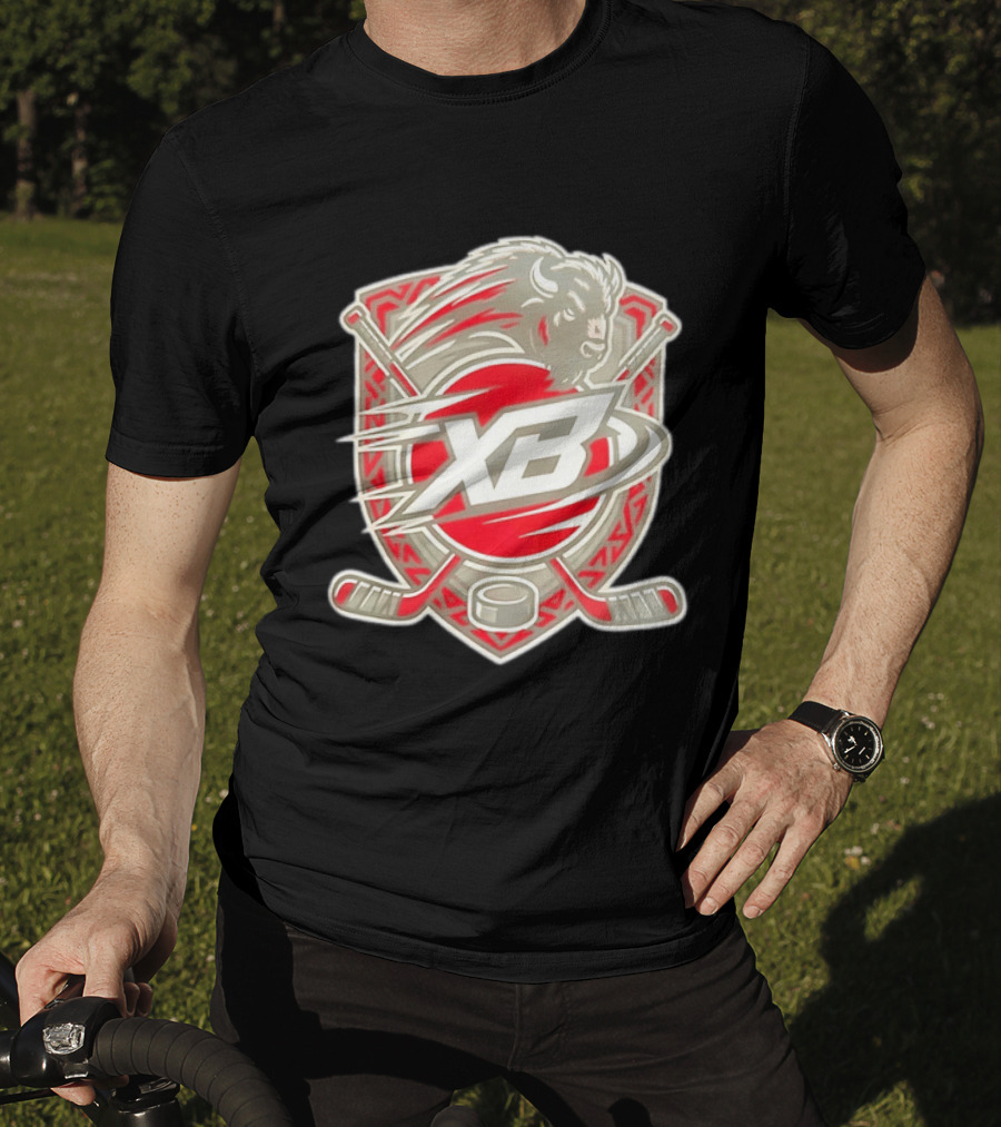 XB Buffalo Hockey Team Emblem With Crossed Sticks And Puck T-Shirt