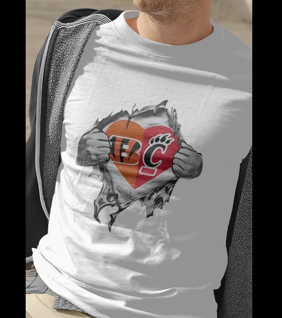 Cincinnati Bengals Bearcats Heart Logo Mashup T-Shirt