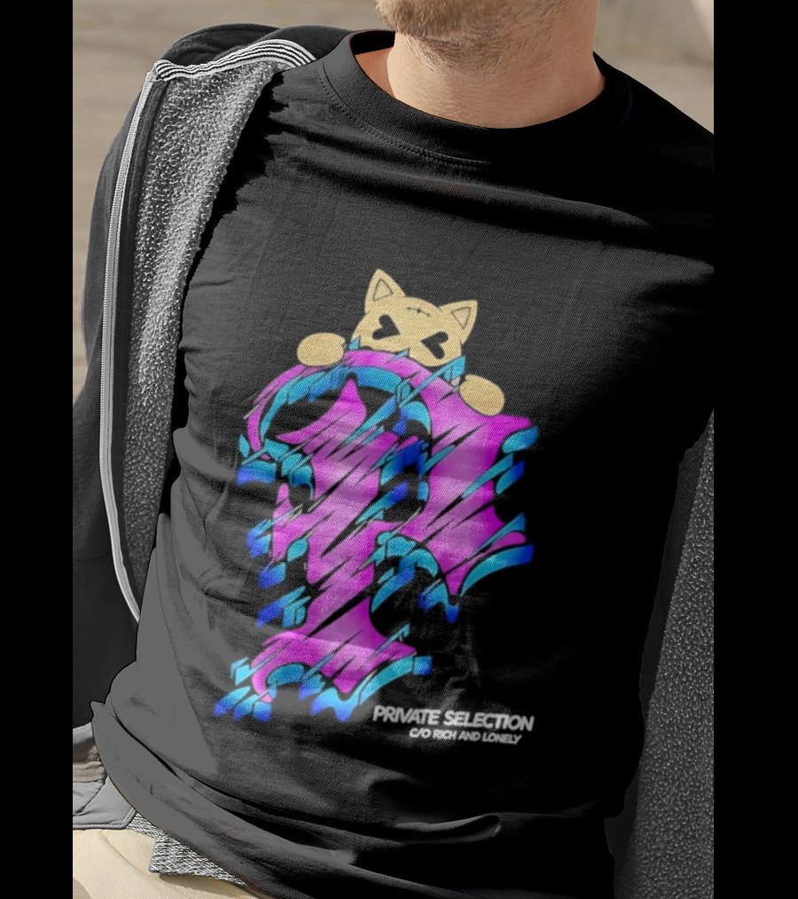 Private Selection C O Rich And Lonely Streetwear Cat Graffiti Aesthetic T-Shirt
