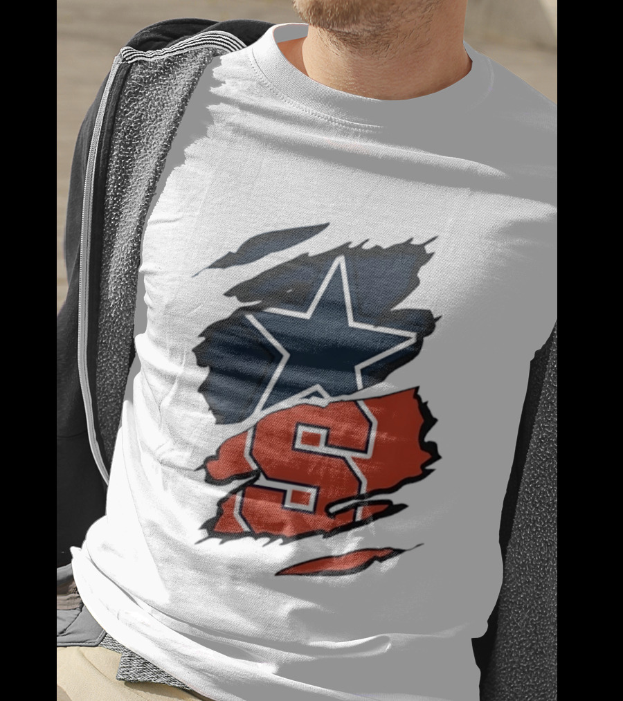 Dallas Cowboys Star And Syracuse Orange Torn Fabric T-Shirt