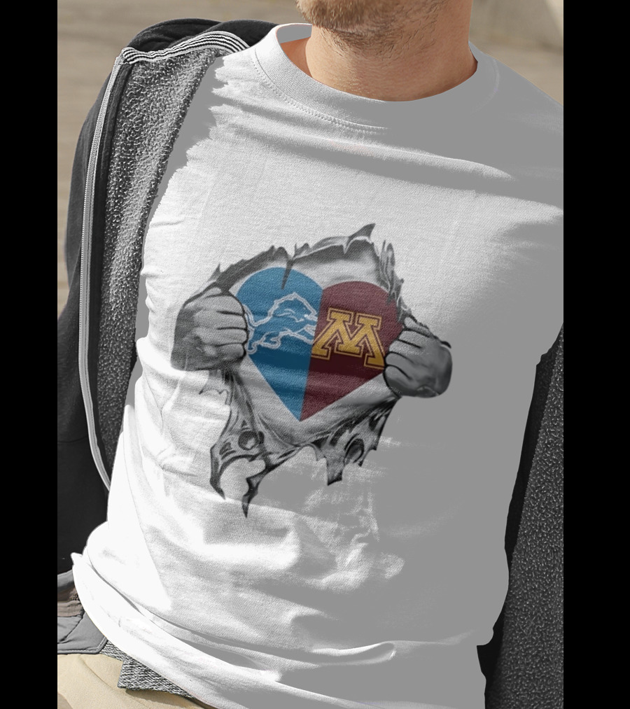Detroit Lions And Minnesota Golden Gophers Heart T-Shirt