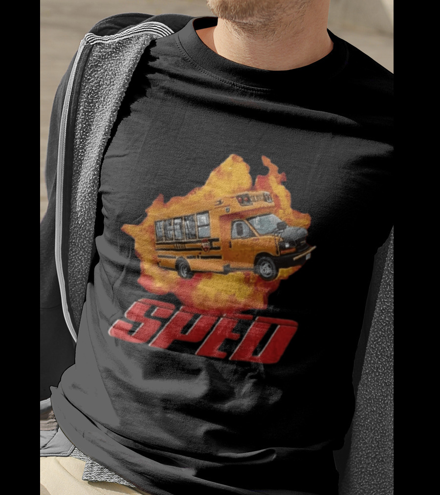 School Bus Flame SPED On Fire Burst T-Shirt