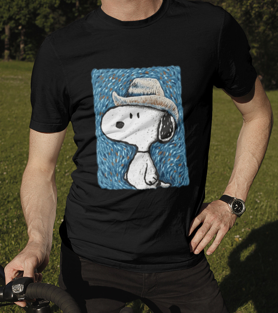 Snoopy Peanuts Cowboy Hat Embroidery T-Shirt