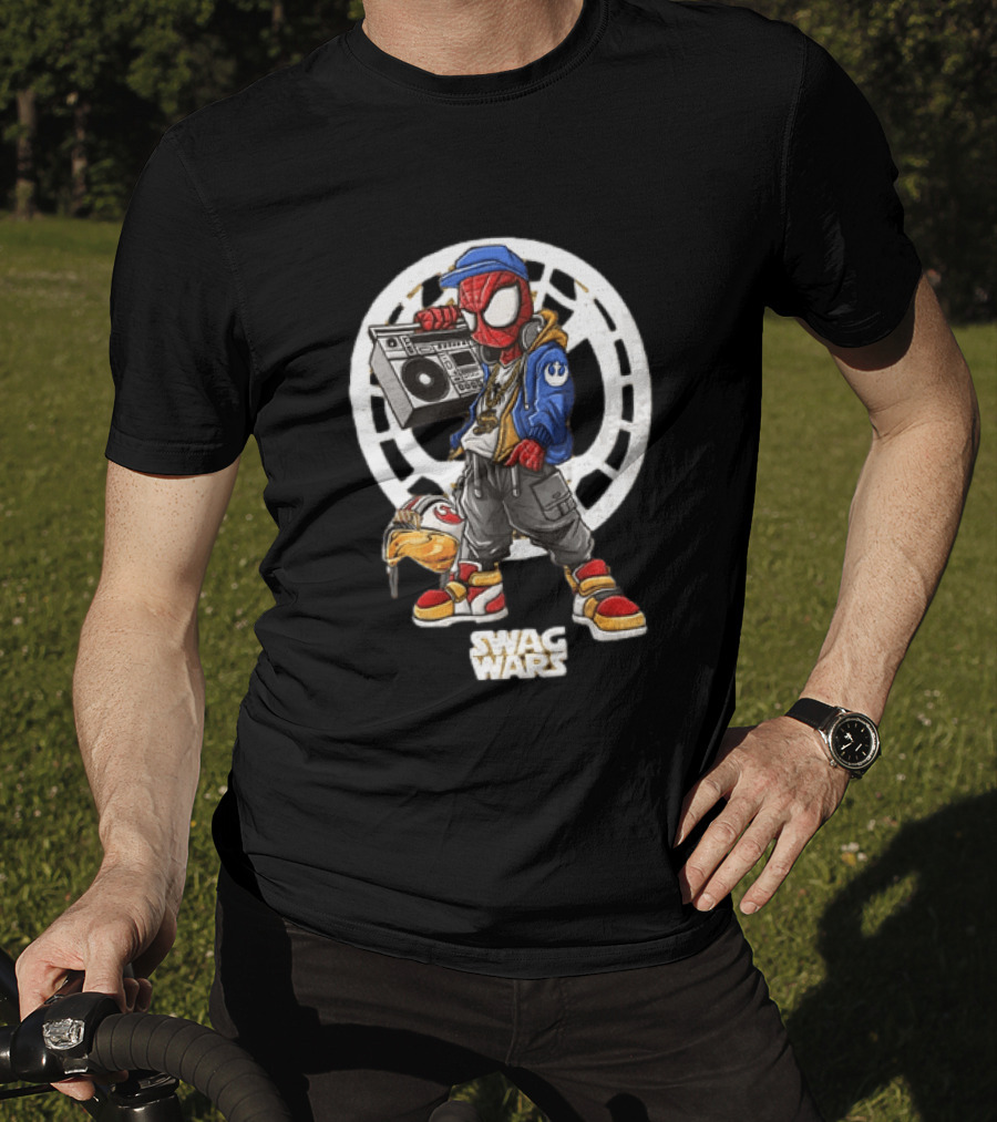 Spider Man Star Wars Swag Wars Youth Boombox Jedi T-Shirt