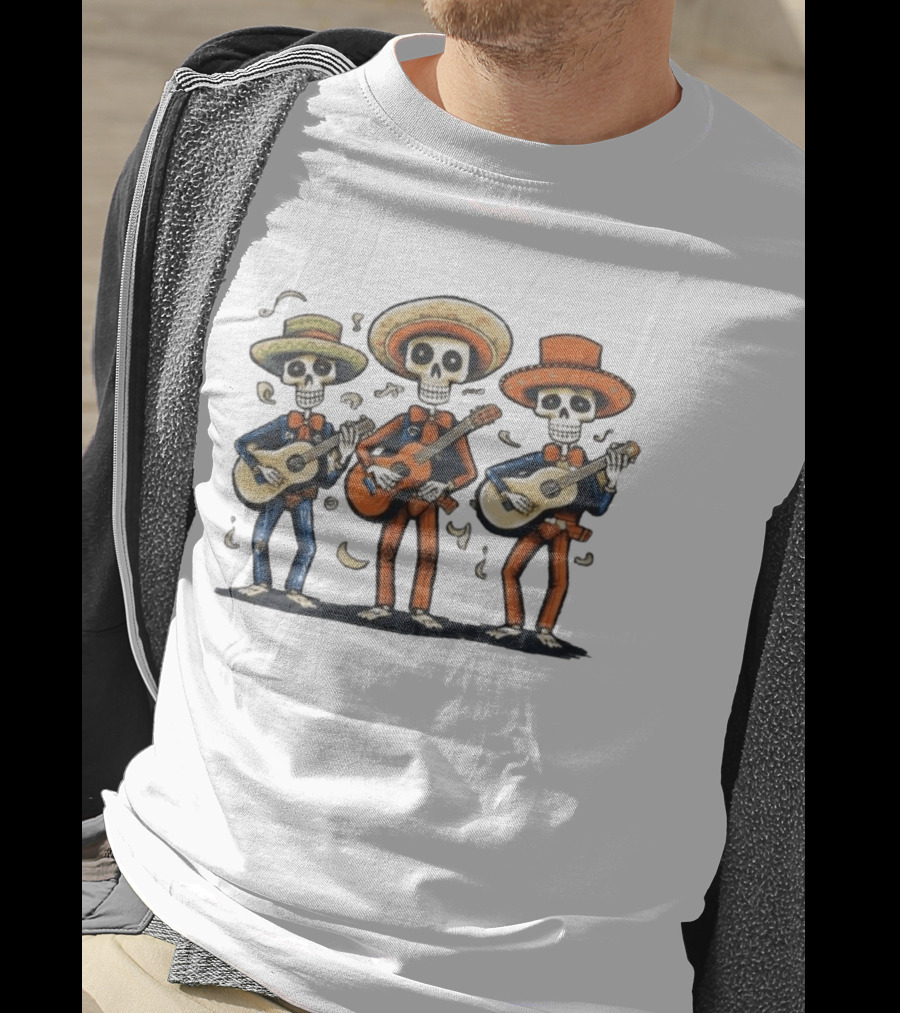 Mariachi Day Of The Dead Skeleton Band Skull Music T-Shirt